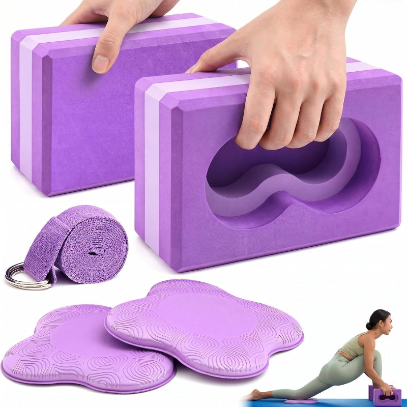 Foam Yoga Block Strap Knee Pad Set