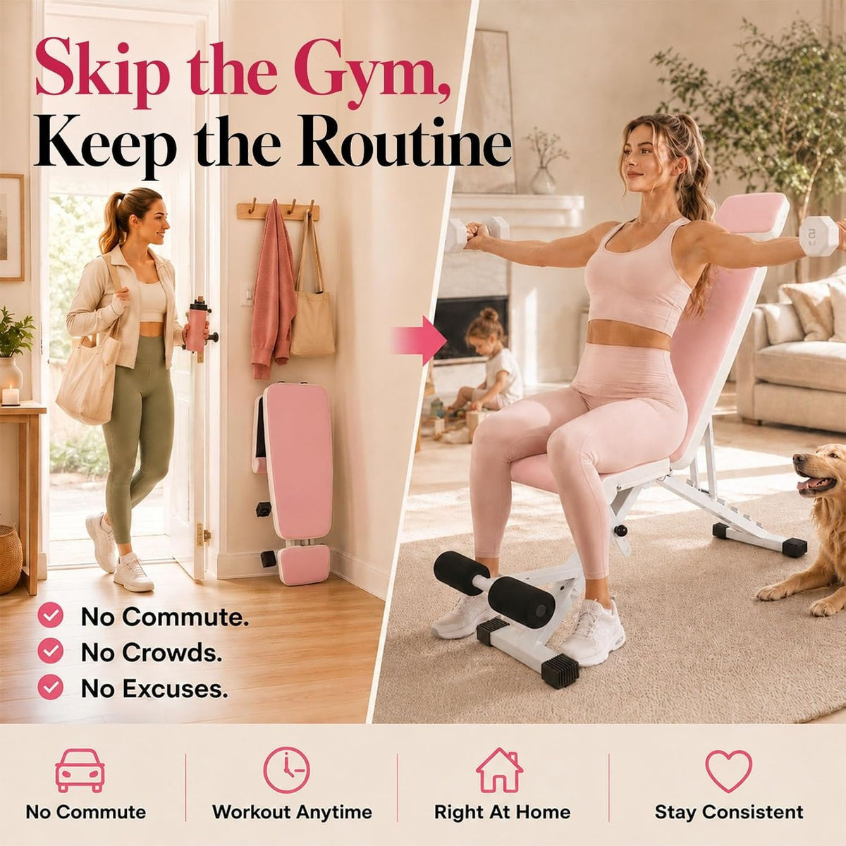 Foldable Adjustable Home Gym Weight Bench