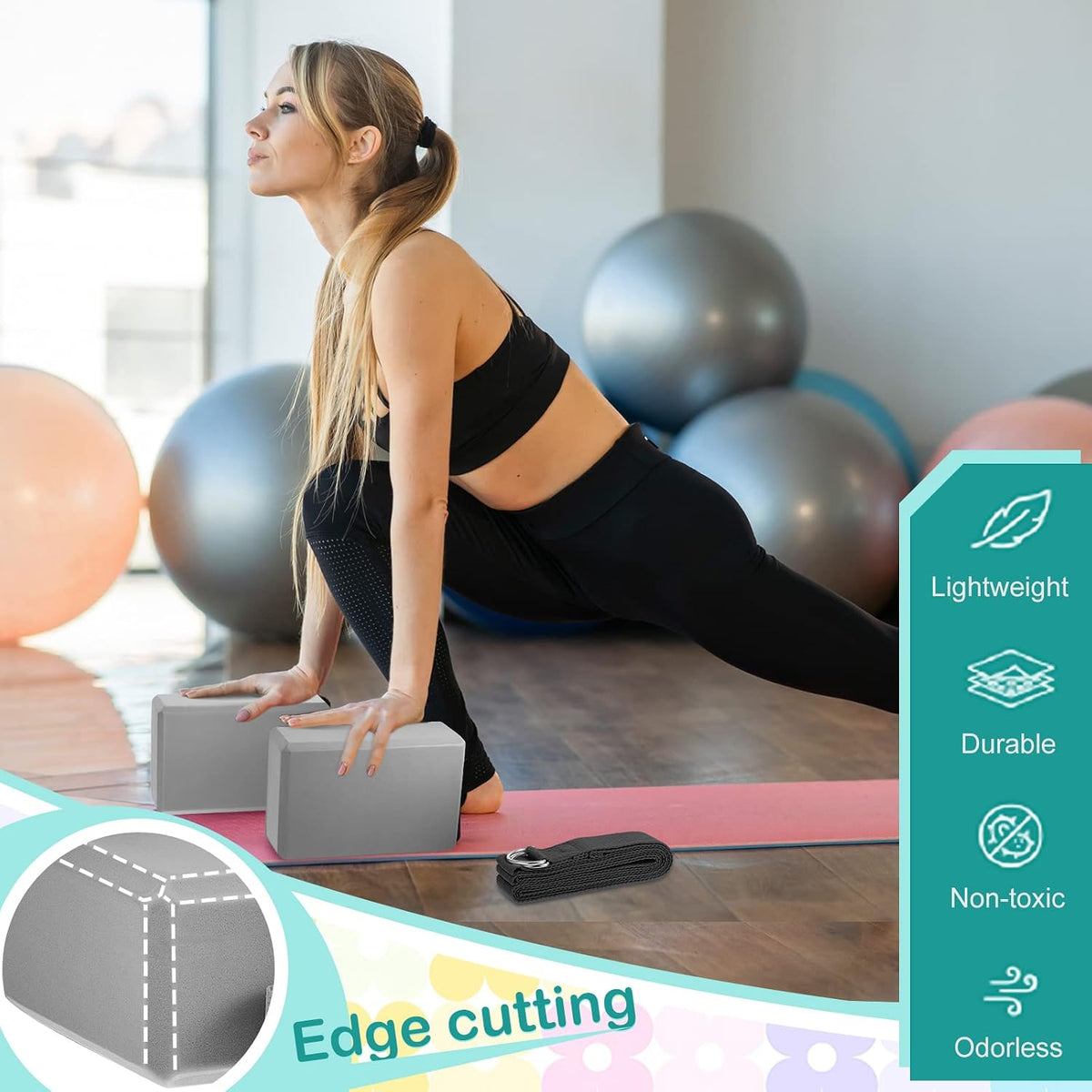 EVA Foam Yoga Block Strap Training Set