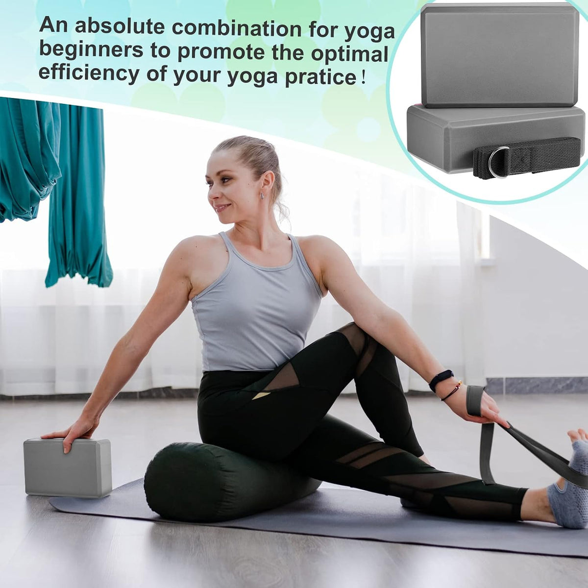 EVA Foam Yoga Block Strap Training Set
