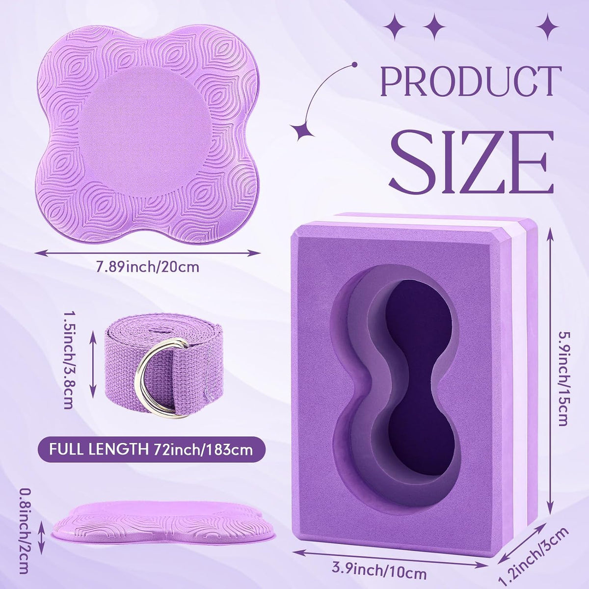 Foam Yoga Block Strap Knee Pad Set