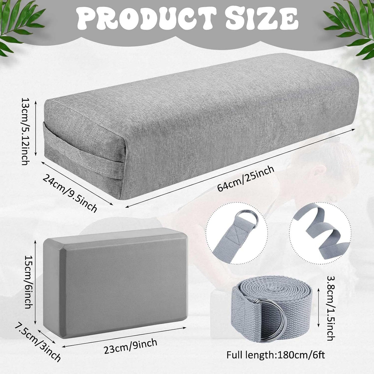 Washable Yoga Bolster Block Set