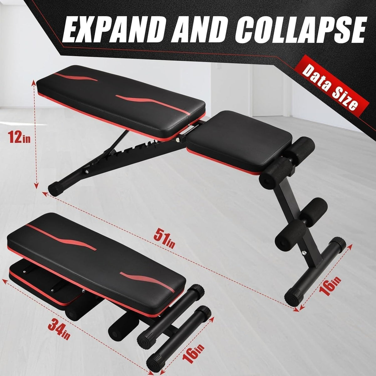 Foldable Adjustable Weight Gym Workout Bench