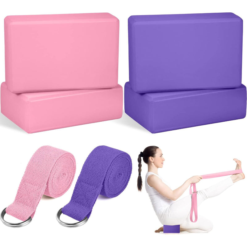 EVA Foam Yoga Block Cotton Strap Set