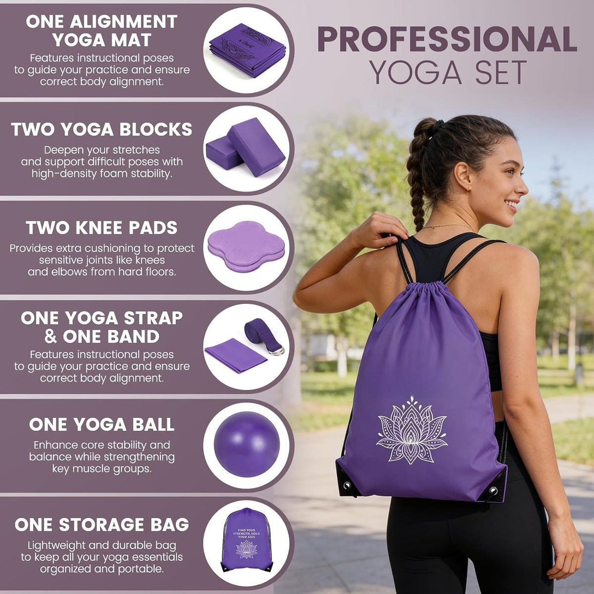 Non Slip Yoga Mat Block Starter Kit