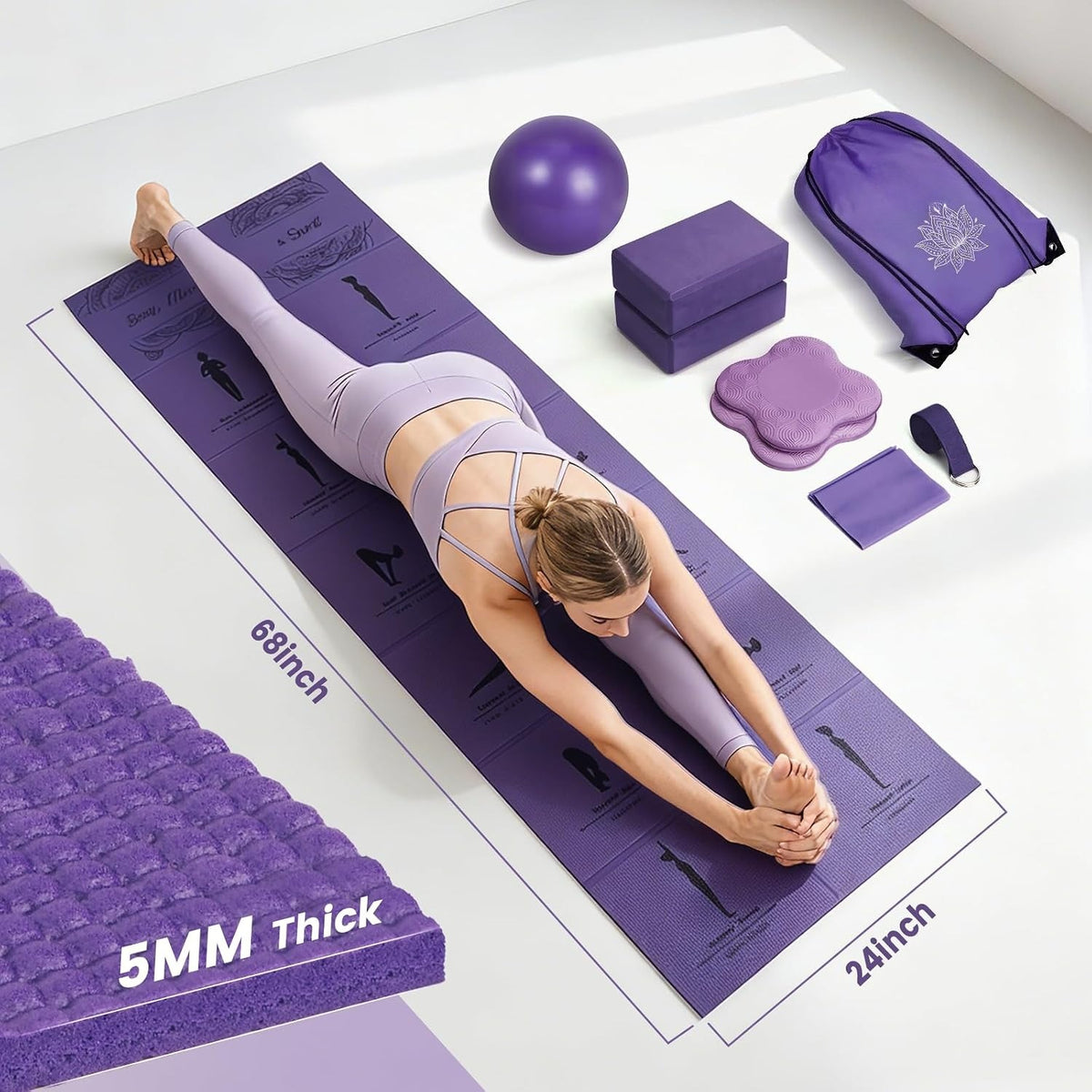 Non Slip Yoga Mat Block Starter Kit